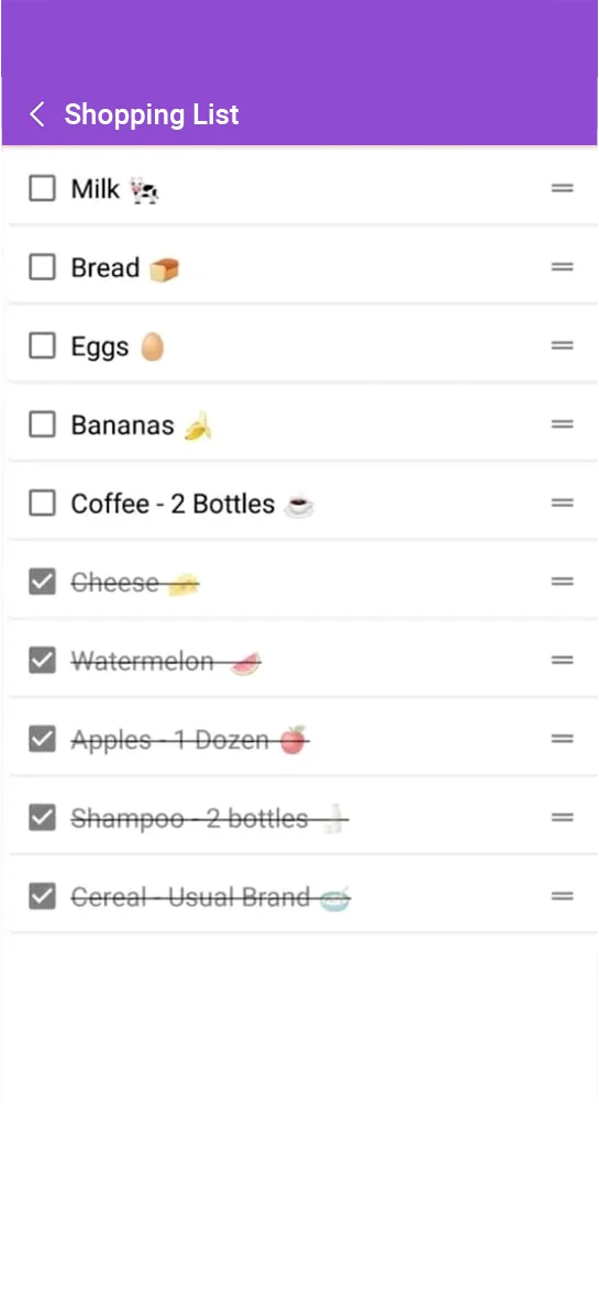Screenshot for shopping list feature in D4D app available in middle east